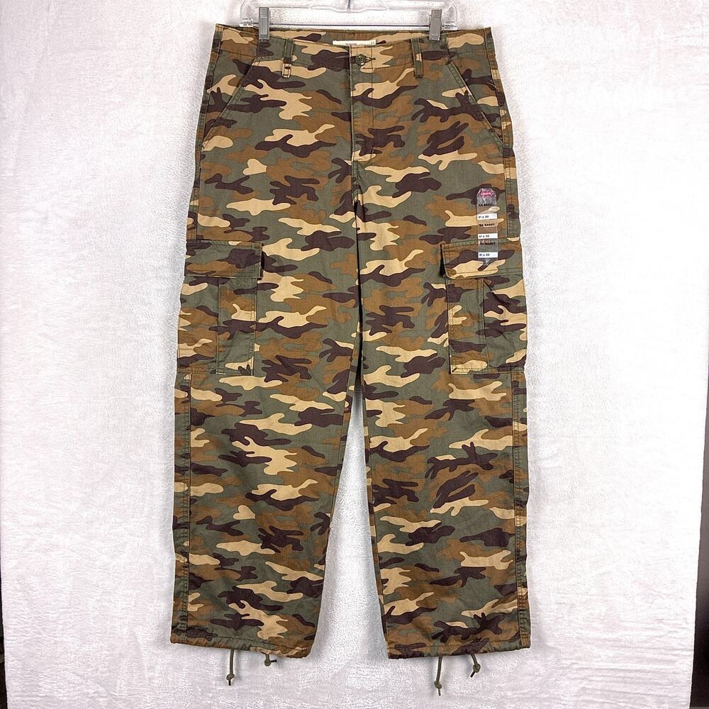 Levis Pants Womens 31 Brown Camo 94 Baggy Wide Leg Grunge Festival Rave Skate